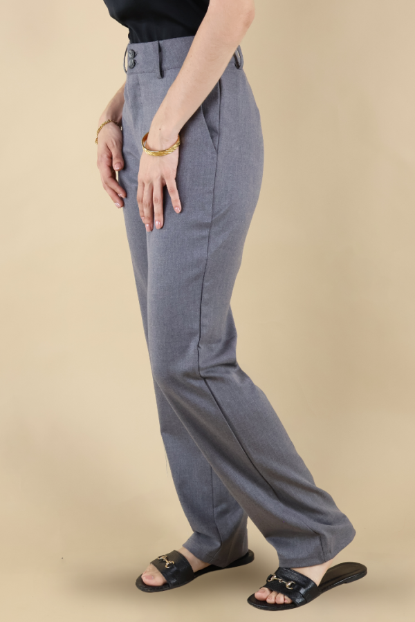 Pantalón Gris Mujer De Vestir Corte Clásico Moda Ejecutiva